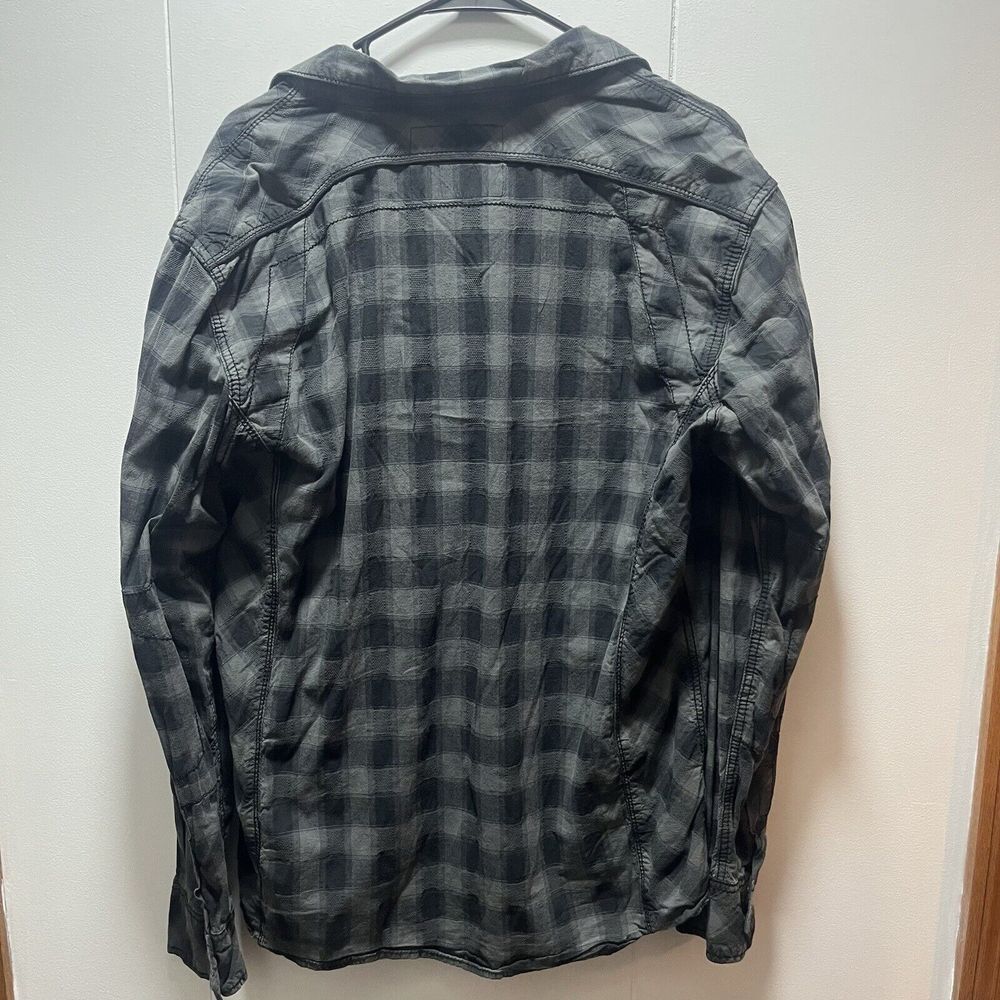 Mens Buckle Black Plaid Athletic Fit Shirt Snap Closure Size Large - Picture 5 of 7